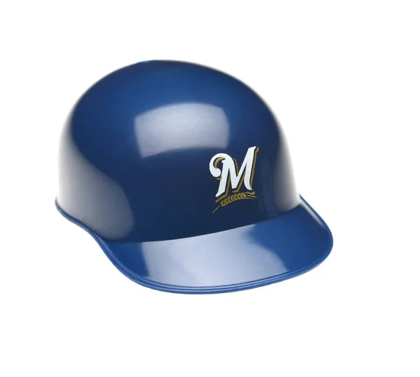 Closeup of a mini collectable batters helmet for the Milwaukee B — Stock Photo, Image