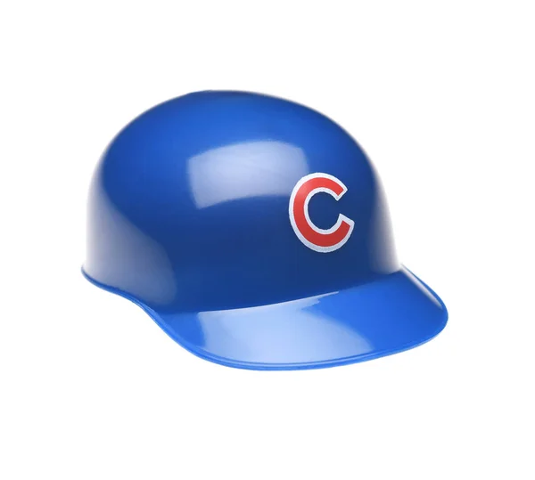 Closeup of a mini collectable batters helmet for the Chicago Cub — Stock Photo, Image