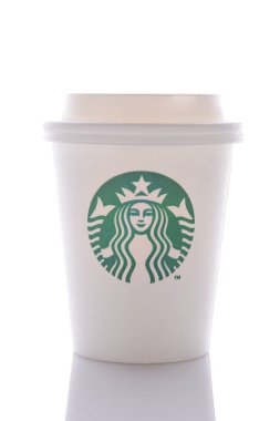 A Starbucks small white cup with the company logo clipart