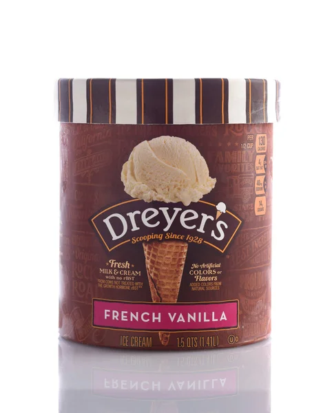 Un cartón del gran helado de Dreyer Vainilla francesa —  Fotos de Stock