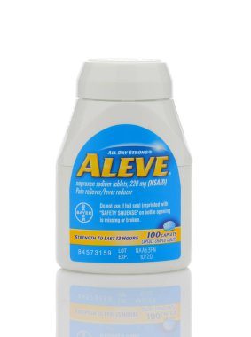 Aleve Caplets bir şişe, bir Naproksen Sodyum ağrı kesici 