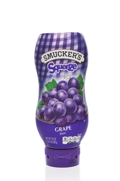 A 20 uncja plastikowa butelka Squeeze z Smuckers Grape Jelly. — Zdjęcie stockowe