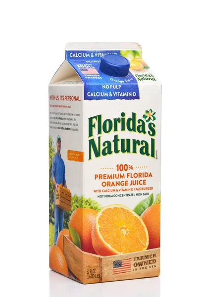 Irvine Kalifornien Aug 2020 Kartong Med Floridas Naturliga Apelsinjuice Ingen — Stockfoto