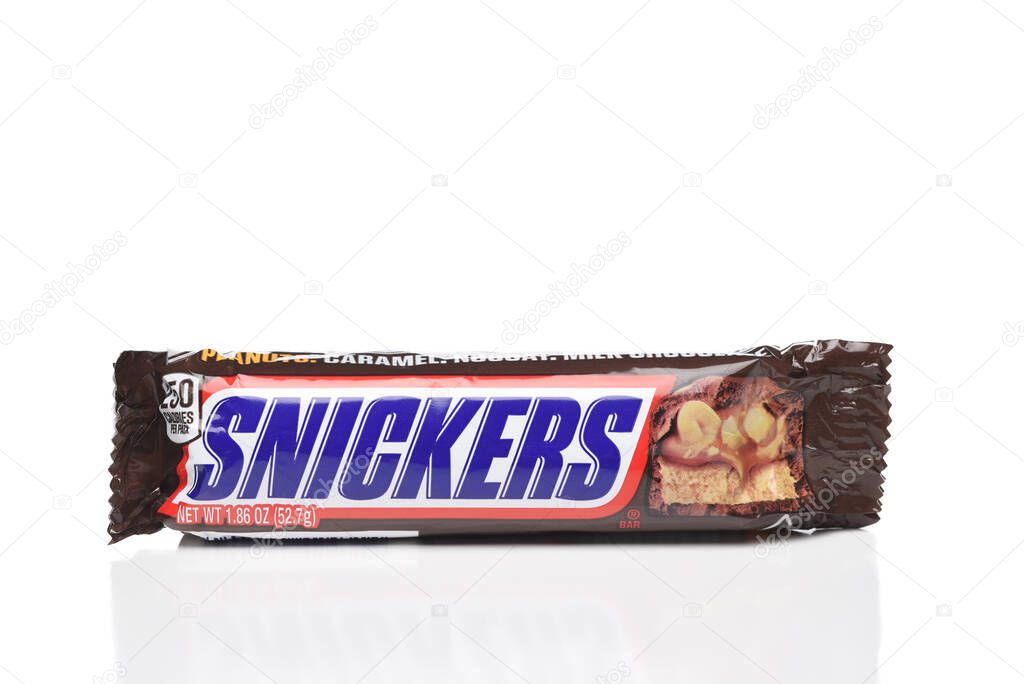 IRVINE, CALIFORNIA - 6 OCT 2020: A Snickers Candy Bar from Mars.