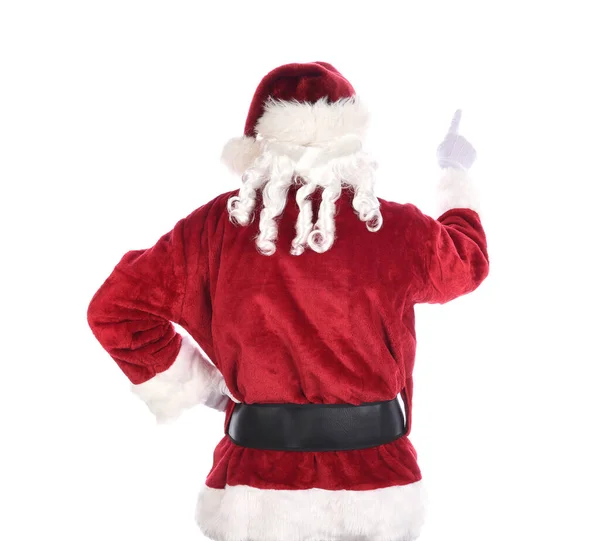 Santa Claus Seen One Hand Pointing Other His Hip Isolated — Stock Photo, Image