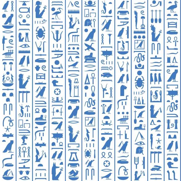 Hieroglyphs of Ancient Egypt dark blue — Stock Vector