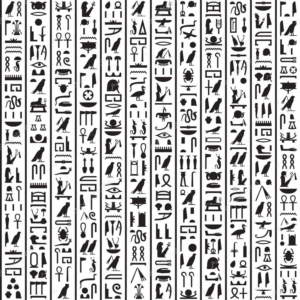 Hieroglyphs of Ancient Egypt black vertical