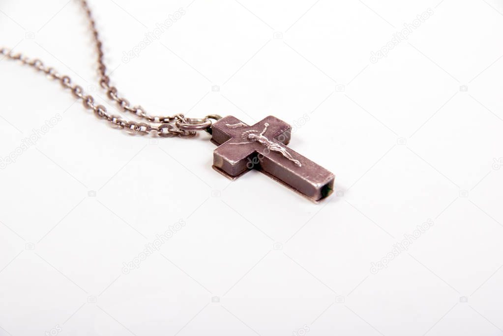 old silver necklace cross