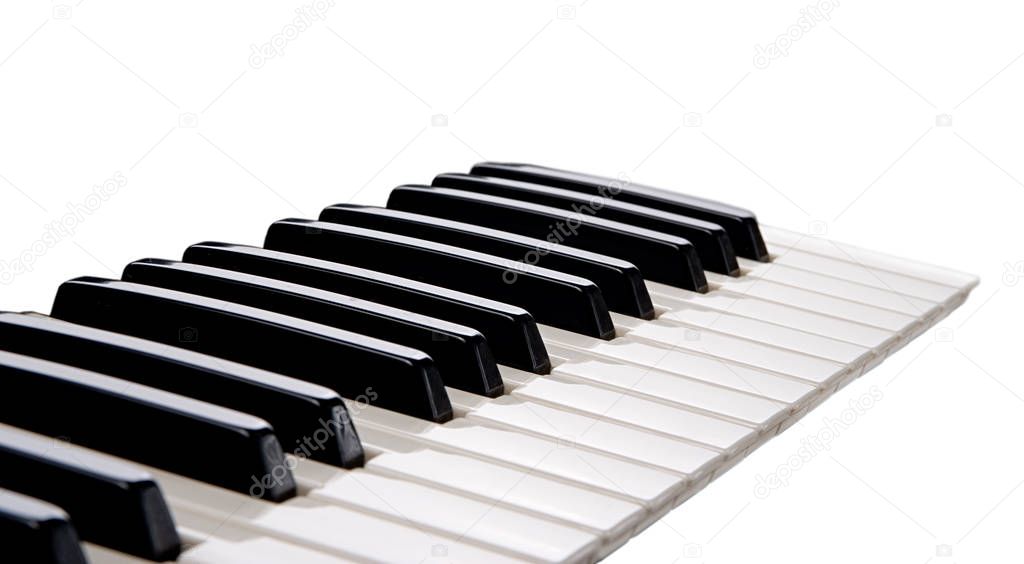 piano keys on white