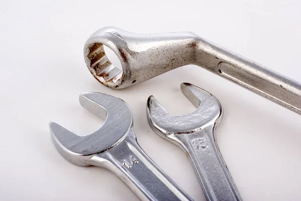 Close-up of shiny metal wrenches tools Royalty Free Stock Photos