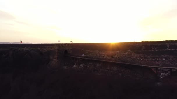 Coucher Soleil Sur Forteresse Médiévale Ovech Près Provadia Bulgarie — Video