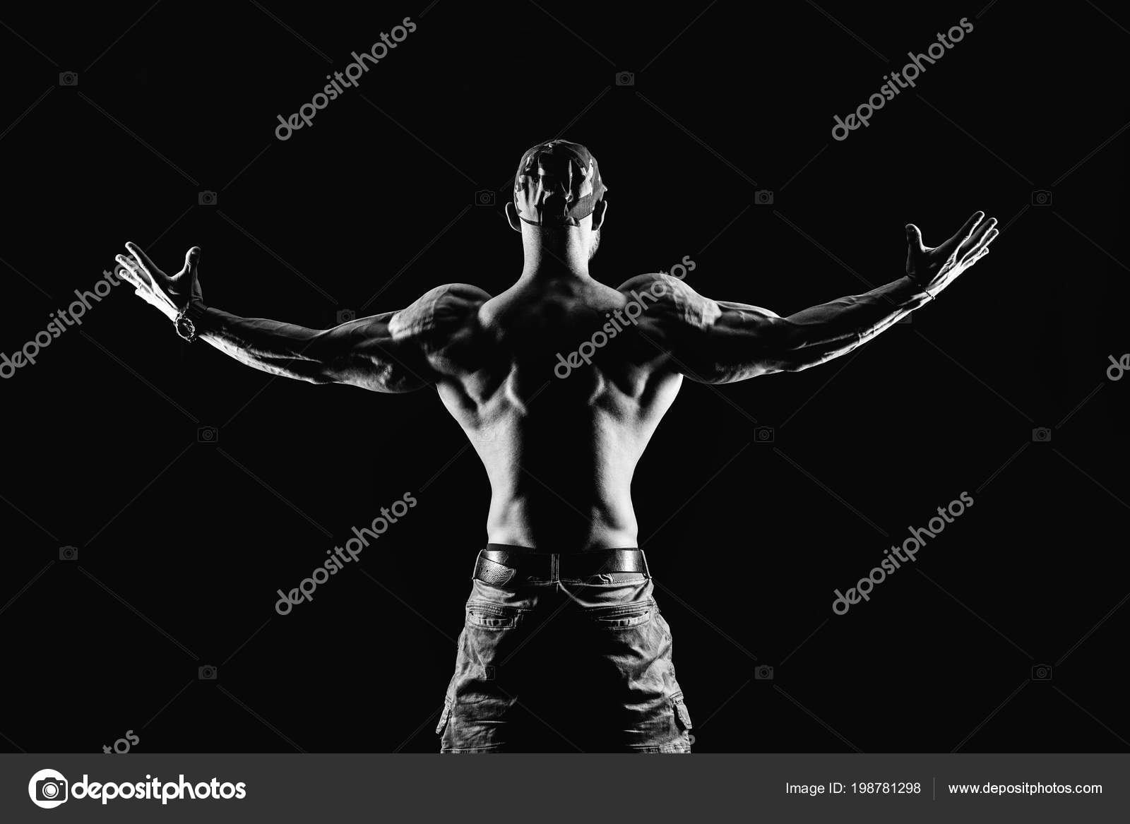 Bodybuilding Fitness Concept Strong Man Fit Healthy Muscular Male Body