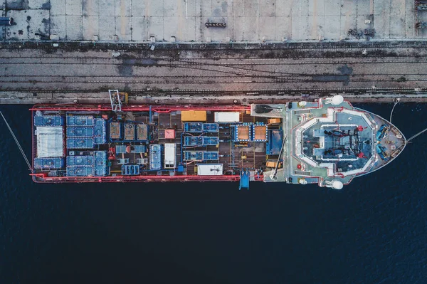 Container Navio Exportação Importação Negócios Logística Transporte Carga Para Porto — Fotografia de Stock