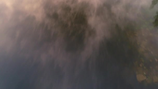 Luftaufnahme Des Morgennebels See Sonnenaufgangsaufnahme — Stockvideo