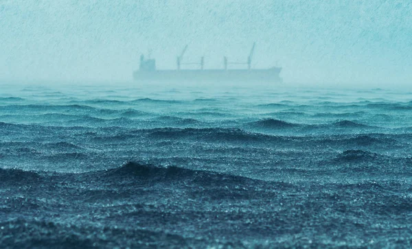 Дощ Над Морськими Хвилями Природний Фон — стокове фото