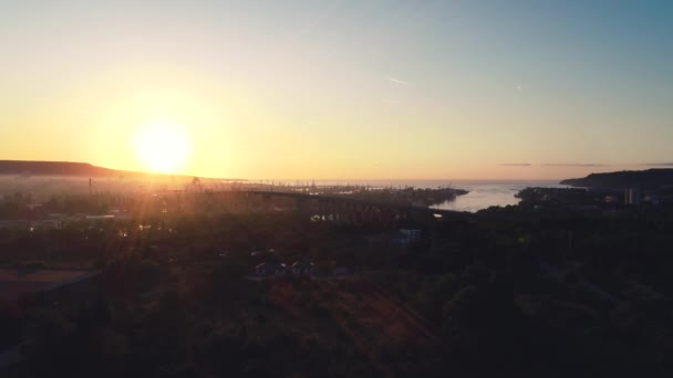 Hava Panorama Dron Asparuhov Köprü Görünümünü Varna Bulgaristan — Stok video