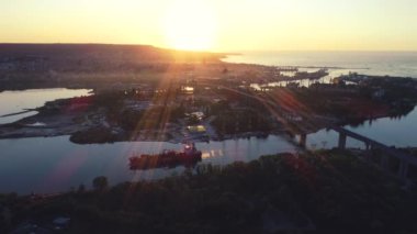 Hava panorama dron Asparuhov köprü görünümünü. Varna. Bulgaristan