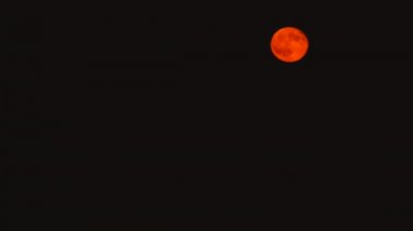 Tam kırmızı ay, ay yüzeyine. Supermoon Varna, Bulgaristan görüldüğü gibi 2018