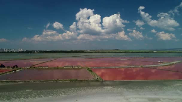 Tuz Tava Burgaz Bulgaristan Yakınındaki Saltworks Hava Dron Görünümü — Stok video