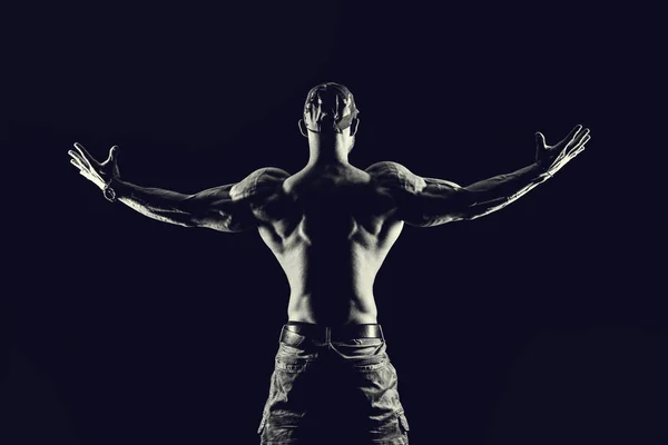 Bodybuilding Fitness Koncept Stark Man Friska Och Muskulösa Manliga Kroppen — Stockfoto