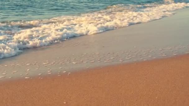 Lever Soleil Tropical Sur Plage Vagues Mer Lavant Sable — Video