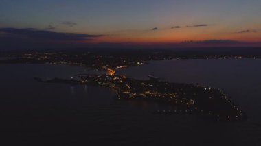 Nessebar, Bulgaristan Karadeniz sahil üzerinde Antik kent. Panoramik havadan görünümü