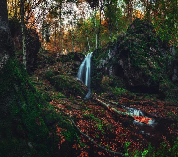 Chute Eau Dans Forêt Automne — Photo