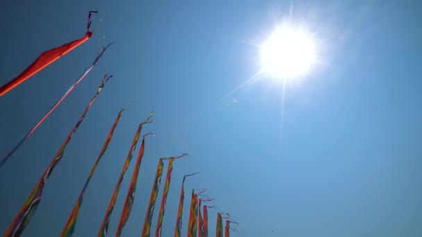 Cerf Volant Coloré Volant Contre Ciel Bleu Soleil — Video