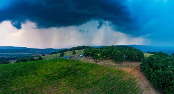 Paysage Nuageux Dramatique Sur Vignoble Europe — Photo