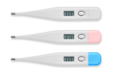 Beyaz arka plan üzerinde izole dijital termometre.