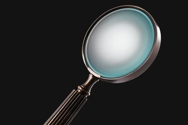 Old Magnifying Glass Isolated Black Background Copy Space Your Image — Stock Photo, Image
