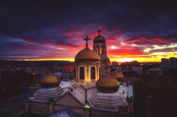 Flygfoto Över Katedralen Antagandet Varna Bulgarien — Stockfoto
