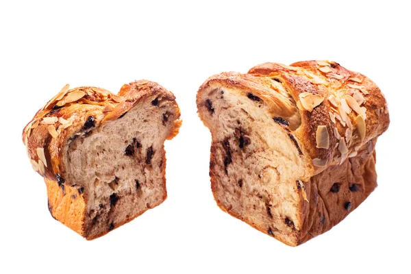 Roti Paskah Dengan Coklat Dan Kacang Almond Diisolasi Dengan Latar — Stok Foto