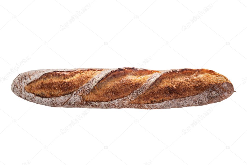 Baguette. Freshly backed bread isolated on white background.