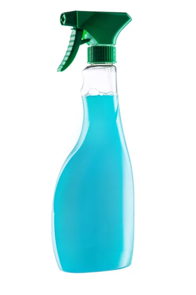 Casa Limpeza Spray Produto Frasco Plástico Com Detergente Isolado Sobre — Fotografia de Stock