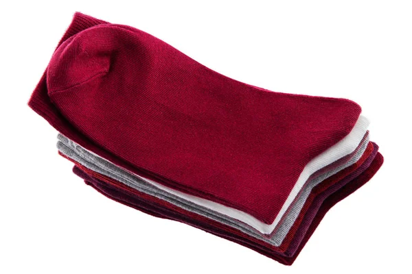 Bunte Stapel Neuer Socken Isoliert Auf Weißem Hintergrund — Stockfoto