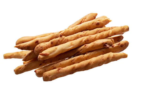 Breadsticks Met Parmezaanse Kaas Zelfgemaakte Geïsoleerd Witte Achtergrond — Stockfoto