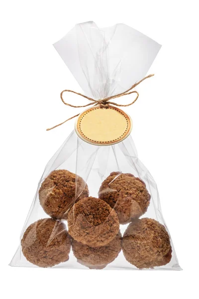 Kokos Koekjes Homemade Vers Gesteund Een Pakje Geïsoleerd Witte Achtergrond — Stockfoto