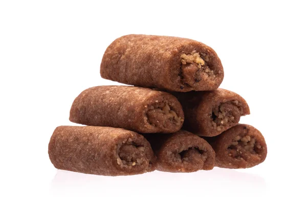 Gebakken Zoete Broodjes Cookies Met Noten Geïsoleerd Witte Achtergrond — Stockfoto