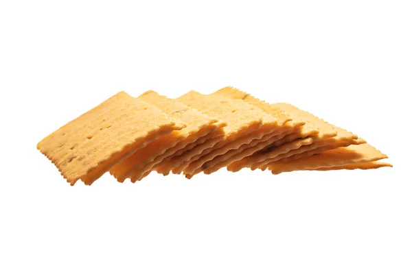 白い背景に分離されたチーズの薄いクラッカー — ストック写真