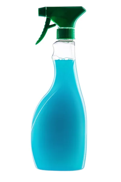Hus Spray Rengöringsprodukt Plastflaska Med Rengöringsmedel Isolerad Vit Bakgrund — Stockfoto