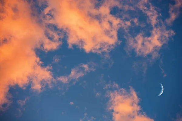 Ciel Nocturne Avec Lune Nuages — Photo