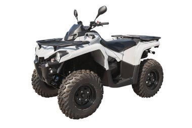 ATV quad bisiklet veya kırpma yolu ile beyaz arka plan üzerinde izole adamcağız araba