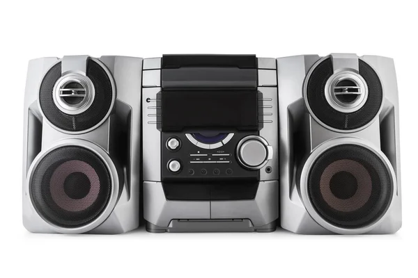 Kompaktowy System Stereo Magnetofon Białym Tle Ścieżką Przycinającą Białym Tle — Zdjęcie stockowe