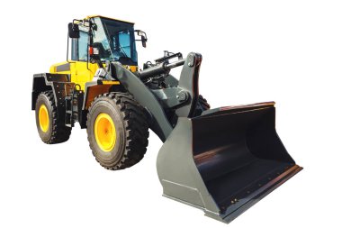 Excavator loader and bucket with clipping path isolated over white background.