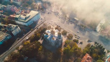 Varna, Bulgaristan şehir merkezi ve varsayım, hava uçak görünümü The Cathedral