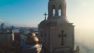 Varna, Bulgaristan şehir merkezi ve varsayım, hava uçak görünümü The Cathedral