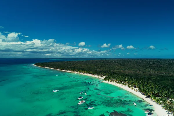 Vista Aérea Playa Isla Tropical Saona República Dominicana — Foto de Stock