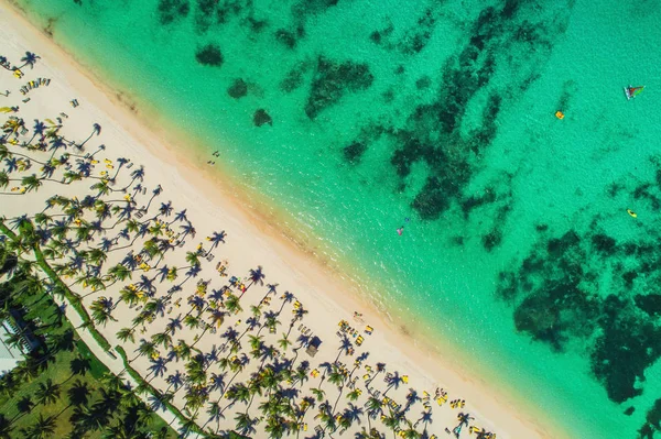 Légi Kilátás Trópusi Sziget Strand Dominikai Köztársaság — Stock Fotó