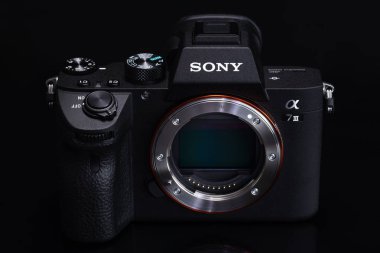 Varna, Bulgaristan - Şubat 07,2019: görüntü, Sony Alpha A7iii aynasızlar Digital fotoğraf makinesi ile full frame 24-megapixel Exmor R yapısı arka aydınlatmalı Cmos duyumsal